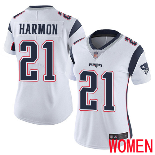 New England Patriots Football #21 Vapor Limited White Women Duron Harmon Road NFL Jersey->women nfl jersey->Women Jersey